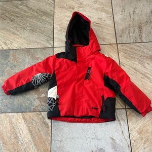 Spyder red & black insulated ski jacket Removable hood kids size 3 GUC